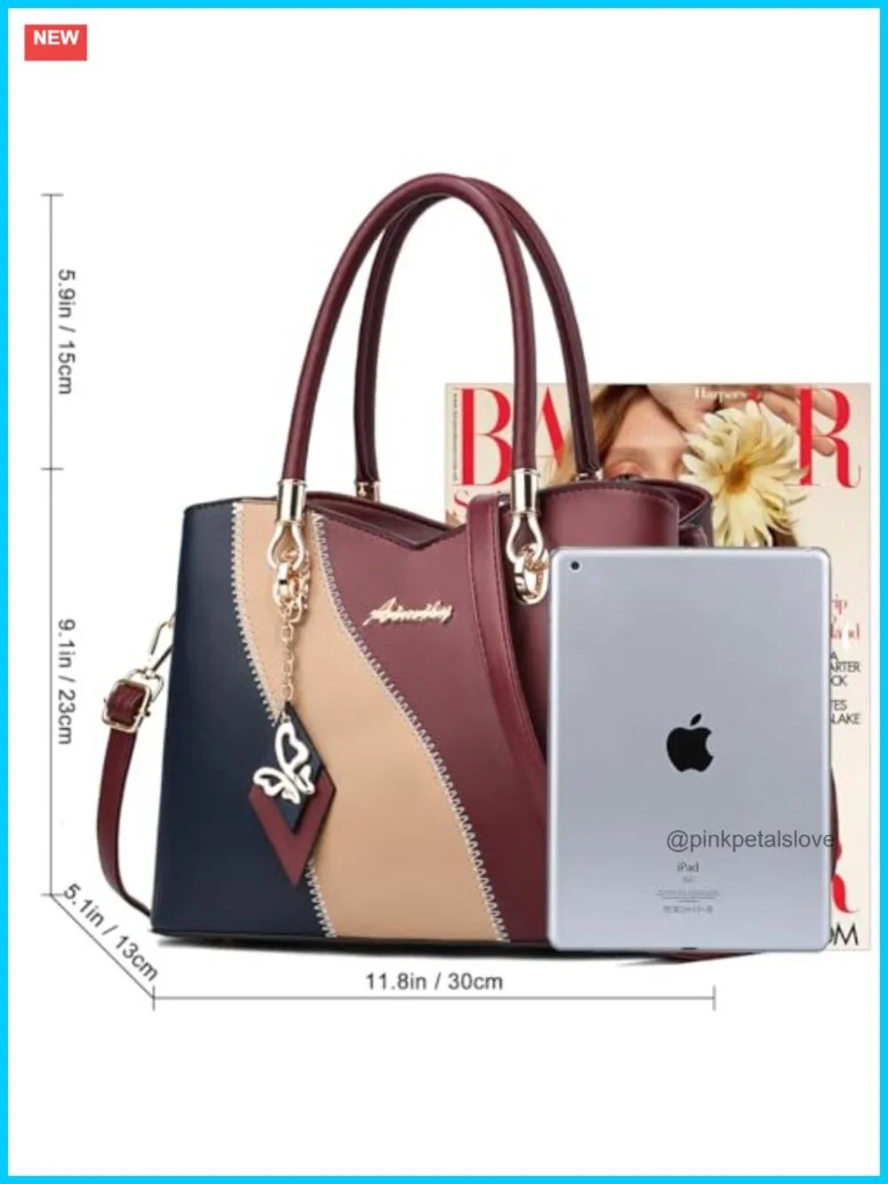 Women's PU Leather Tote Satchel Crossbody Shoulder Bag with Pockets